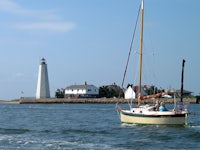 a lighthouse in the distance