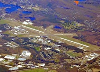 an aerial view of an airport